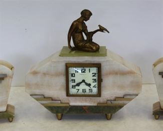 Piece Art Deco Clock Garniture Set