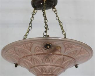 Pink Art Deco Style Round Glass Chandelier