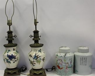 Porcelain Grouping To Include A Pair Of Lidded