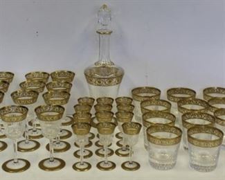 SAINT LOUIS Signed Lot Of Gilt Decorated Stemware