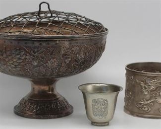 SILVER Grouping of Asian Silver Hollow Ware