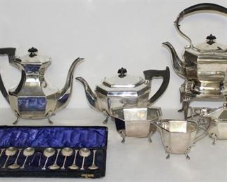 SILVER Pc English Silver Tea Service