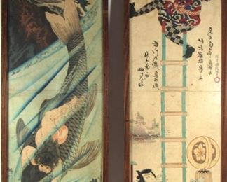 Two Vertical Diptychs by YOSHITOSHI and KUNICHIKA
