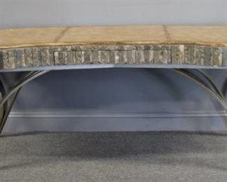 Vintage and Impressive Leather and Marble Desk