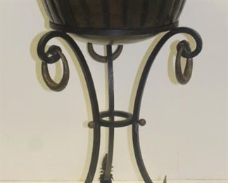 Vintage And Quality Brass Planter Raised In Iron