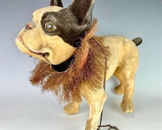 Pull Toy, Growler Dog, Composition w/ Glass Eyes  