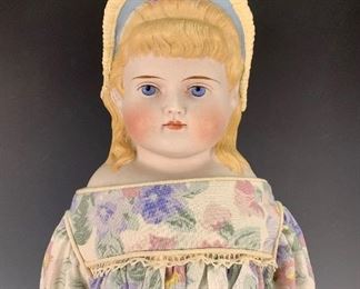 German Bisque Bonnet Head Doll C. 1870          