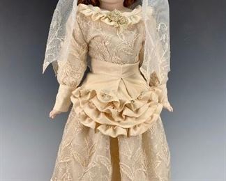 German Turned Head "Bride" Doll C. 1885    