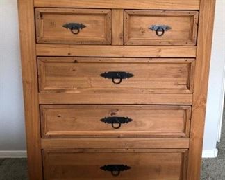Knotty Pine Bedroom : Dresser, Chest, 2 Nightstands, Armoire, King Metal Bed Frame, Mattress/BS
