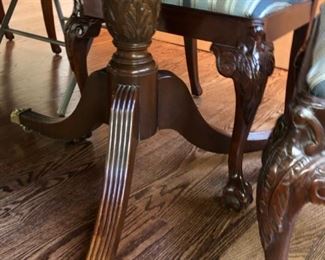 Brass feet, double pedestal base