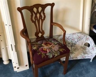 Miniature antique chair with needlepoint seat
