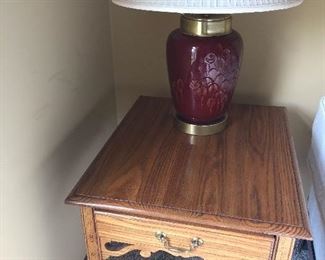 side table or nightstand and lamp