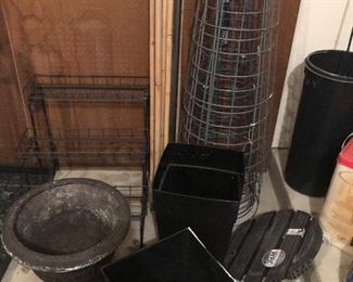 Planters, pots and tomato cages