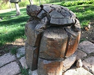 Large Wood Turtle Carving