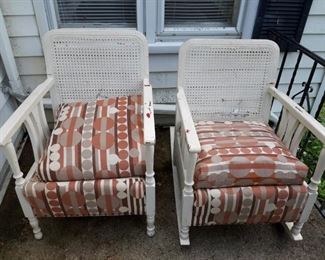 Painted Oak chairs and rocker