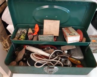 Vintage fishing tackle box sold complete