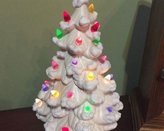 White ceramic lighted Christmas tree