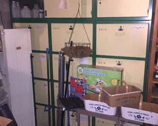 Locker/ sliding storage cabinets- green & yellow (3 sections)