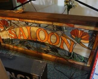 Stained Glass Lighted Saloon Sign