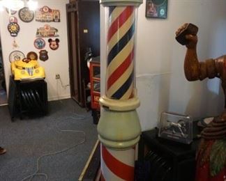 ORIGINAL Cast Iron Porcelain Barbers Pole - In good working order