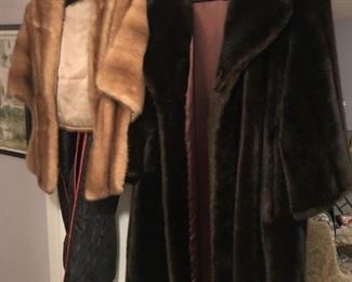 A mink coat and a fur short coat