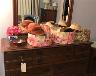 Vintage hat boxes and hats