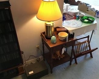 Brass lamp and magazine rack