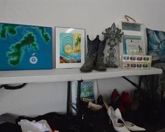 Lots of hi heels, boots, shoes, clothes