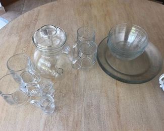 czech glass coffee and tea diffuser set.  Etched glass