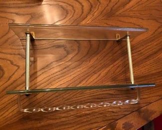 Mid Century glass and acrylic wall shelf