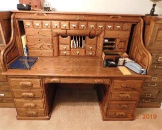 Oak roll top desk.