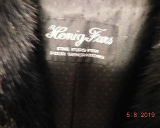 Black full length Henig mink coat.