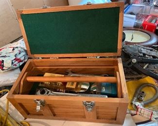 Nice wooden toolbox full of tools