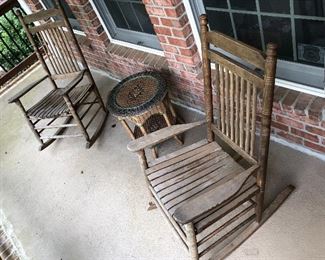 Outdoor Porch Rocking Chairs & Wicker Table