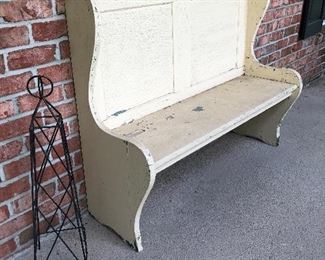 Rustic Old Church Pew & Iron Garden Decoration