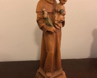 Hand Carved Wooden Reliquary of Joseph & Baby Jesus
