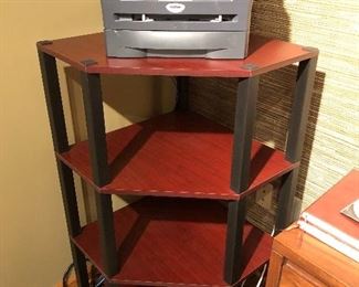 Brother Office Computer Printer and Wooden Shelf