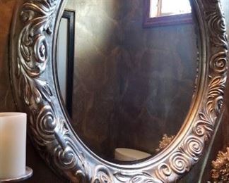 Mirror Large Round Silver Toned