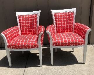 Hollywood Regency Chairs/ Neely upholstered in Vintage Pucci fabric 