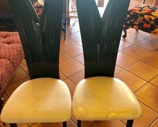 Set of 4 black lacquer Italian chairs 1970’s. 