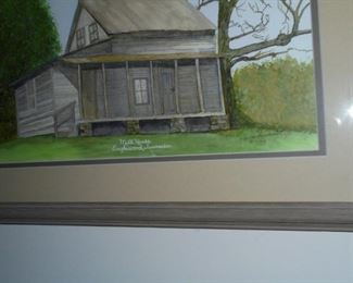 Matted framed watercolor painting 'Mill House Englewood Tn ' signed 9/04