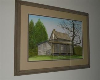 Matted framed watercolor painting 'Mill House Englewood Tn ' signed 9/04