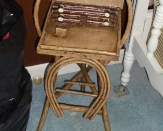 Bent vine vintage table w/log cabin on top