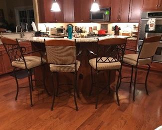 Bar height 6 stools- 3 with cloth backs