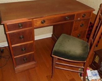 Vintage oak student desk w/9 drawers & chair