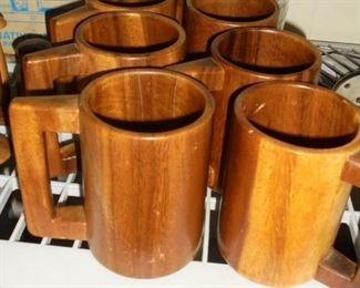 6 wooden mugs