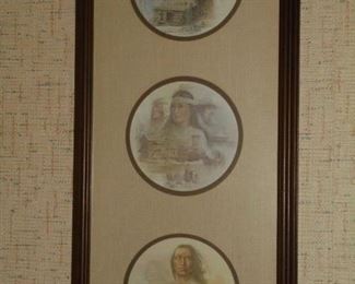 Ben Hampton matted & framed picture 3 small Indian pictures