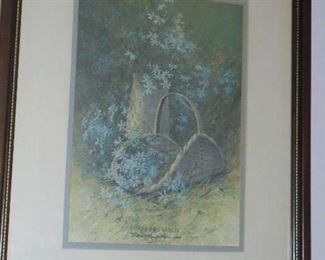 Ben Hampton matted & framed picture . 'catherine's Baskets' 1981