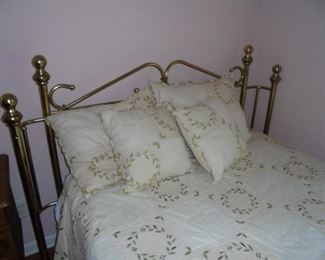 Brass full size bed mattress & box spring