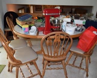 Kitchen Table, Chairs, Kitchen-Aid Mixmaster, & Kitchen Items